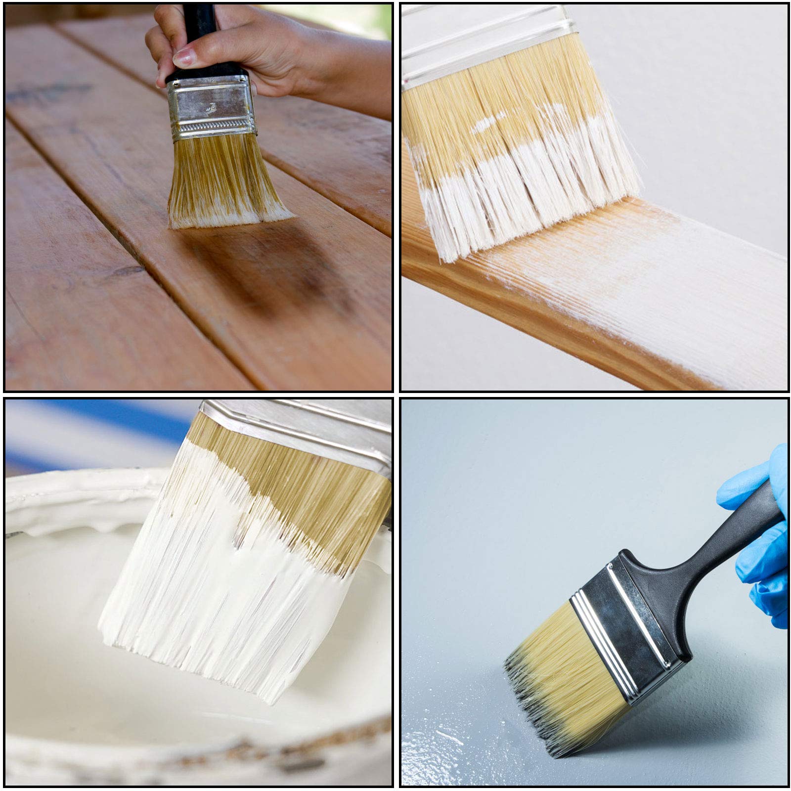 ZOENHOU 16-Piece 3 Inch Professional Paint Brush Set - Bulk Paint Brushes with Treated Plastic Handle for DIY Painting, Home Improvement, Furniture Refinishing, Fence & Deck Staining, Wall Trim - Perfect for Artists, Contractors & Hobbyists