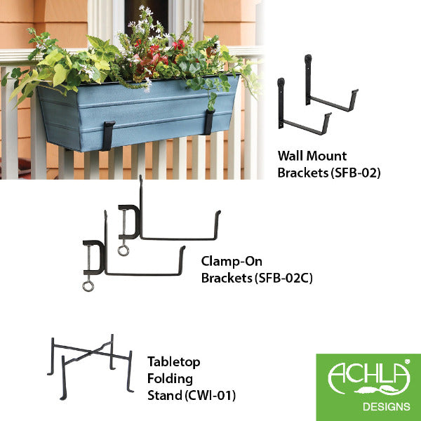 Galvanized Steel Flower Box Planter - Rustproof Outdoor Garden Container for Plants, Flowers & Herbs - Perfect for Patio, Balcony & Window Sill Decor