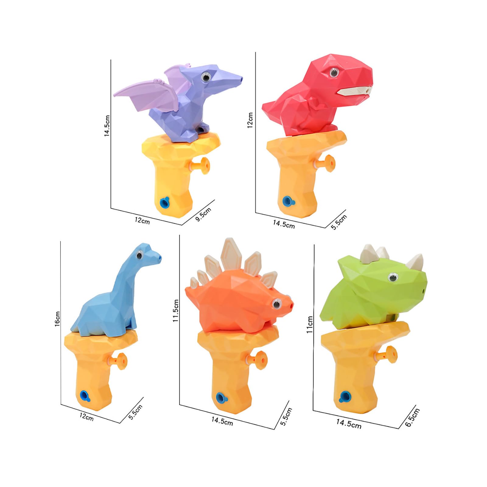 Dinosaur Water Guns for Kids - 5 Pcs Summer Outdoor Toys for Boys & Girls 3+ | Pool & Beach Fun