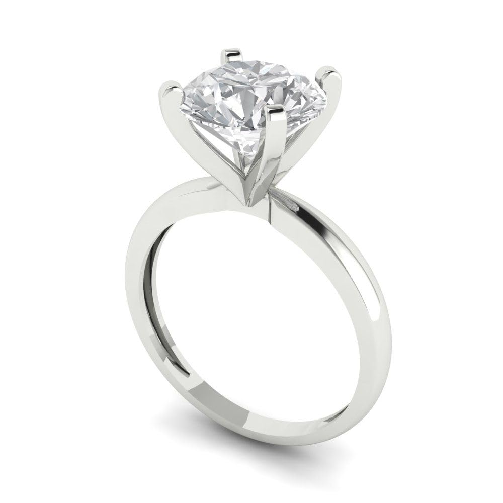 3 Carat Round Cut Clear Simulated Diamond Ring - 14K White Gold Solitaire Engagement, Promise, Bridal & Anniversary Jewelry Gift for Women - Perfect for Proposals, Weddings & Special Occasions