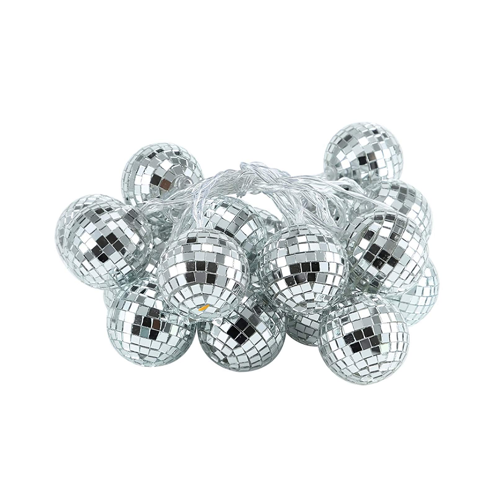 20 LED Mirror Ball Light String - Disco Ball Silver String Lights for Party, Bar, Holiday, Patio, Garden & Bedroom Decoration - Perfect for Christmas, Halloween & Wedding Decor