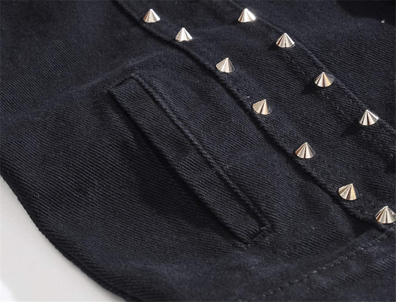 Men's Punk Rock Style Black Denim Vest with Rivets & Raw Edge - Distressed Waistcoat Jacket for Casual Wear, Concerts & Rock Fashion