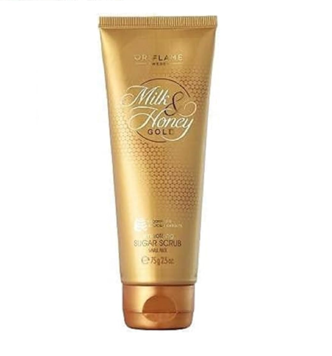 Oriflame Milk & Honey Gold Sugar Scrub - Exfoliating Body Scrub with Natural Ingredients (75ml) & Stylish Hair Headband - Perfect for Spa Day & Home Relaxation