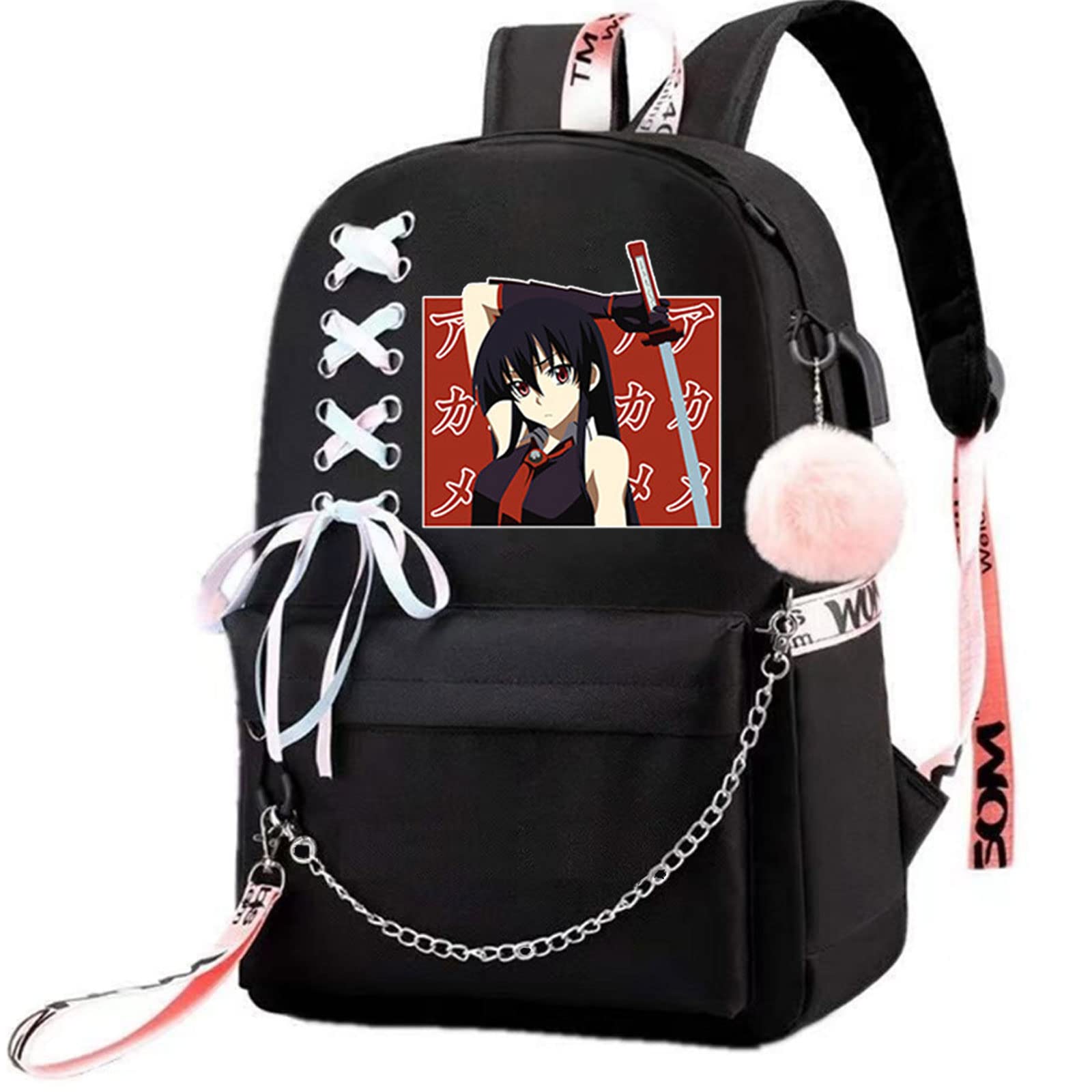 TKBASO Akame Ga Kill Anime Cosplay Backpack for Girls - Stylish School Bag with Pendant | Perfect for School, Conventions & Anime Fans