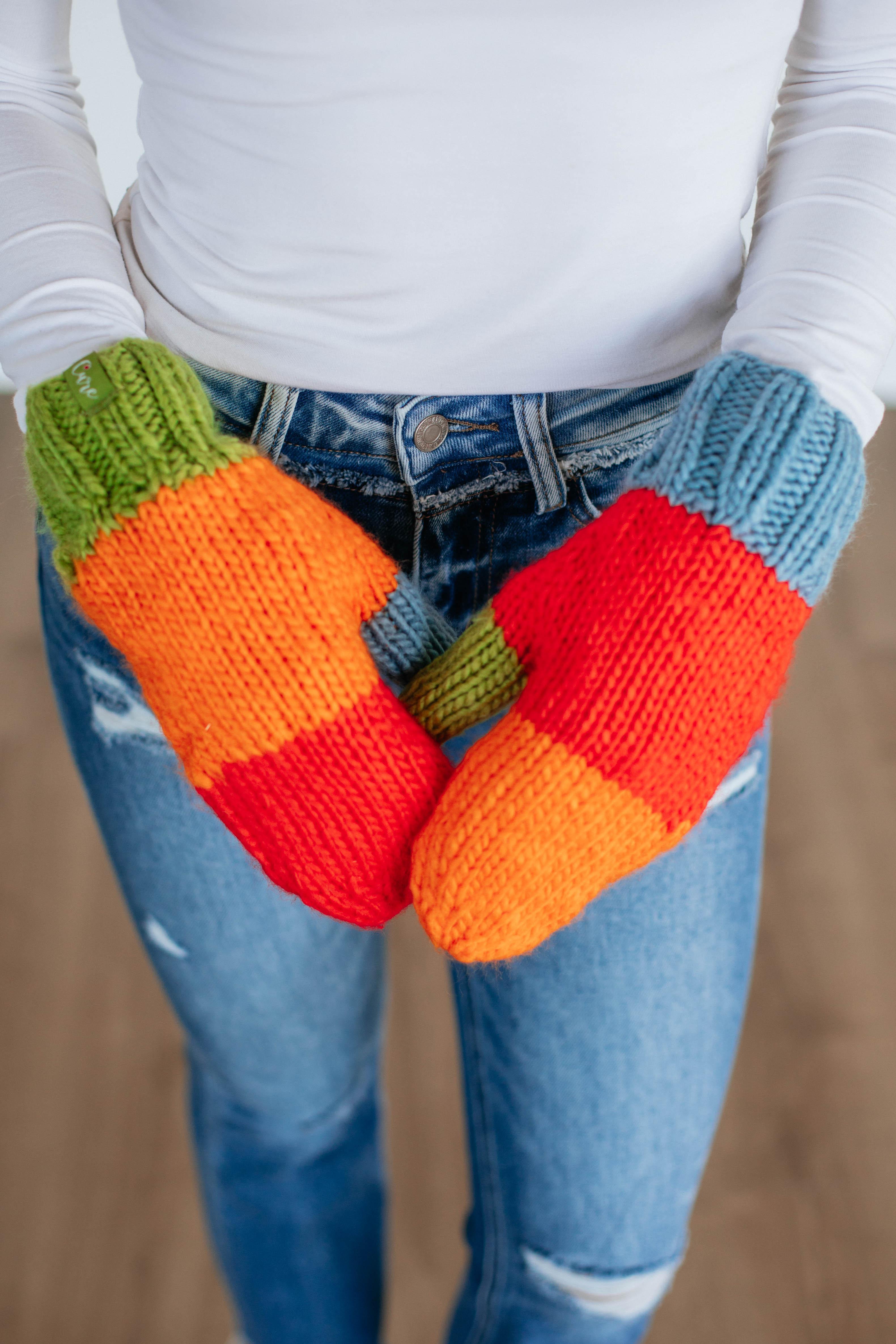 Chilly Greetings Mittens - Warm Winter Gloves for Women & Men, Soft Knit Tangerine Orange - Perfect for Snowboarding, Skiing & Outdoor Activities