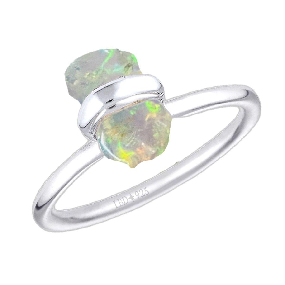 Bewildering Wrapped Raw Opal Ring - Handmade Sterling Silver Jewelry for Women | Perfect for Date Night, Parties & Special Occasions