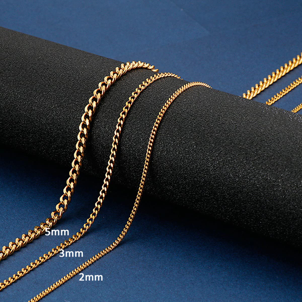2MM Cuban Link Chain Necklace for Men & Women - Stainless Steel & Gold Titanium - 60CM (24 Inch) - Perfect for Everyday Wear, Gifts & Fashion Accessories