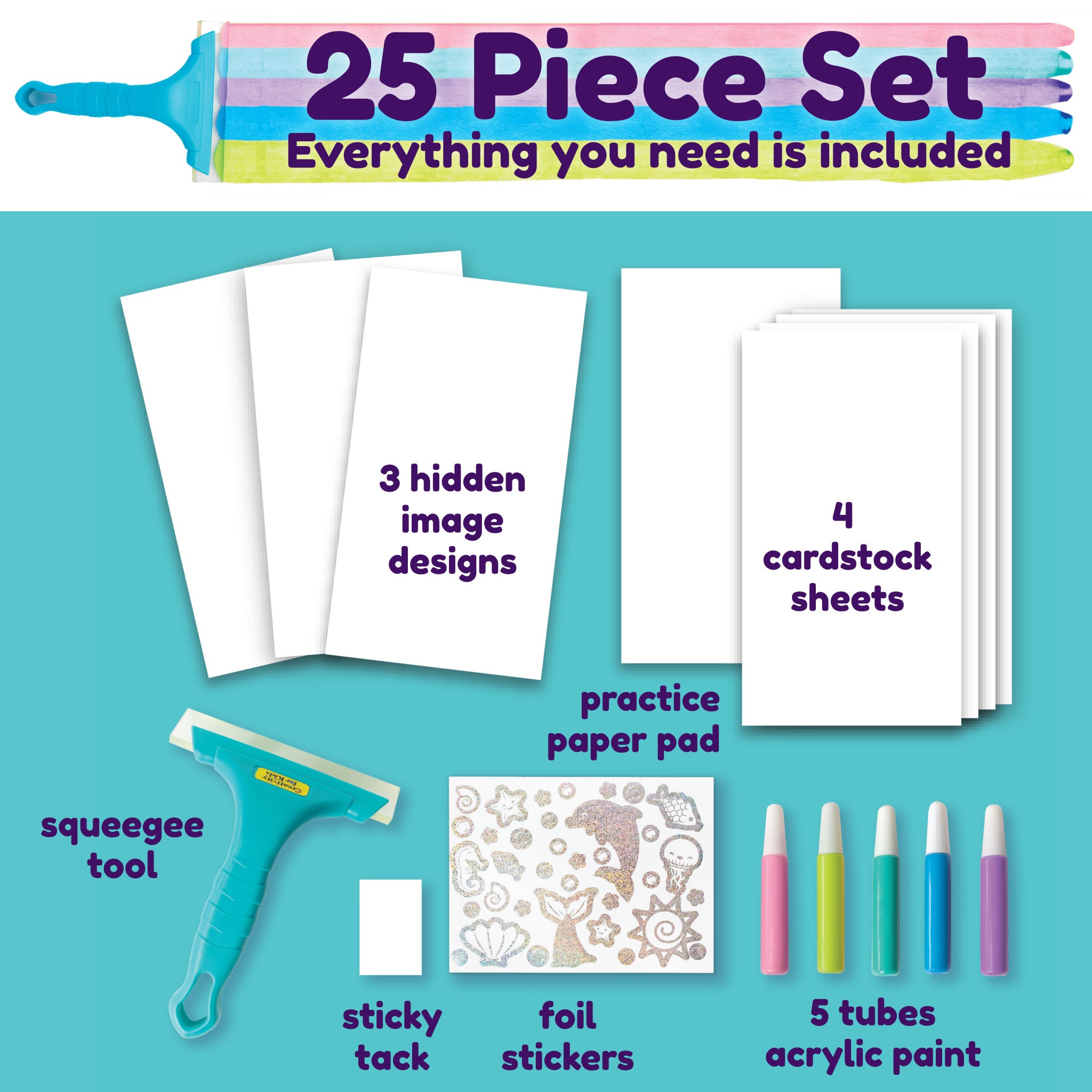 Magic Reveal Art Mermaid Squeegeez - DIY Watercolor Painting Kit for Kids & Adults, Creative Stress Relief Activity - Perfect for Birthday Parties, Classroom Projects & Family Bonding Time #6411000