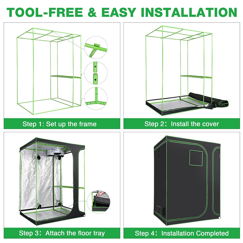2 in 1 Hydroponic Grow Tent with Shelf - 5x4x6.7ft Indoor Plant Growing Room for Vegetables, Herbs & Flowers | Perfect for Home Gardening & Indoor Farming