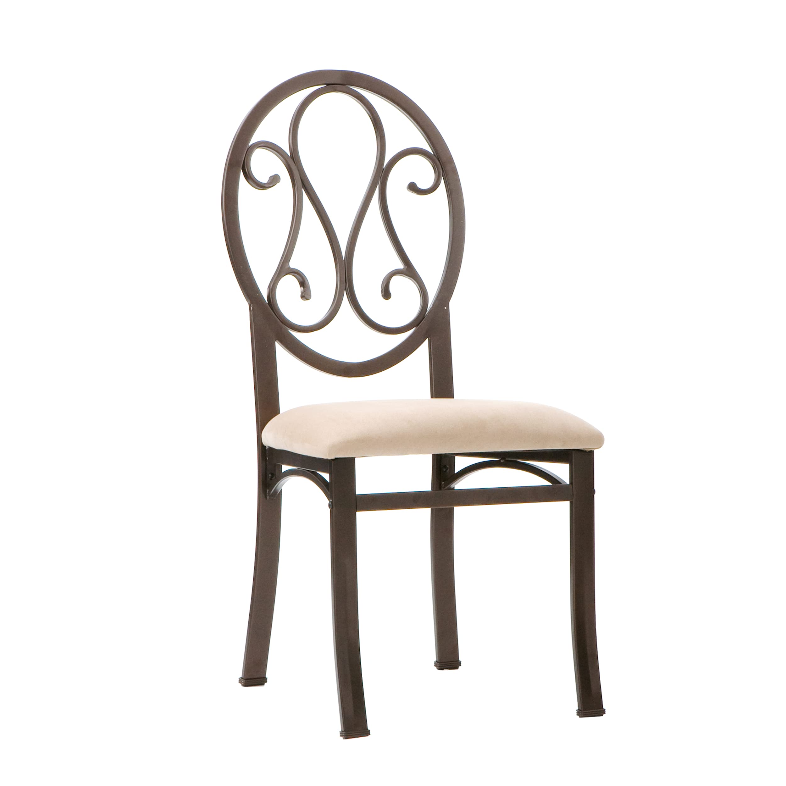 SEI Furniture Lucianna Dining Chairs Set of 4 - Dark Brown Wood Frame with Beige Suede Upholstered Seats - Modern Kitchen & Dining Room Furniture for Home Decor