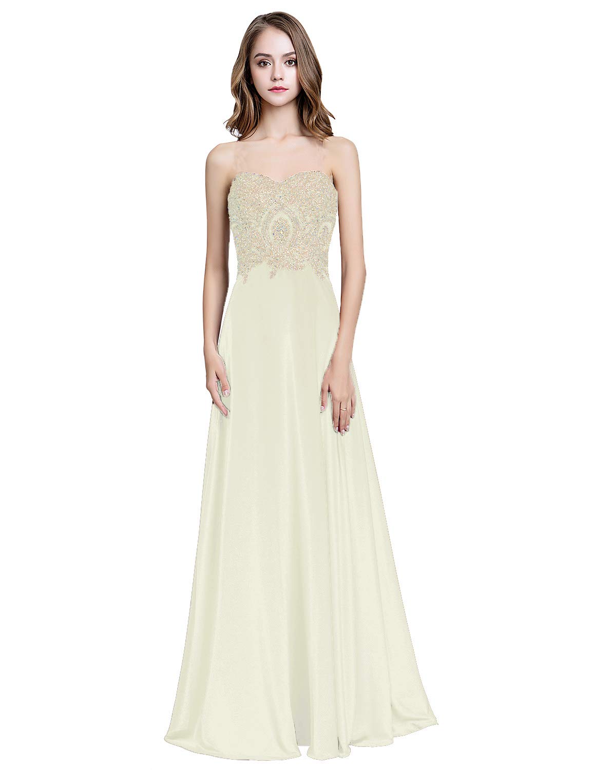 Sarahbridal Juniors Sweetheart Neckline Chiffon Bridesmaid Dress - Long Pleated Prom Evening Gown for Weddings & Formal Events