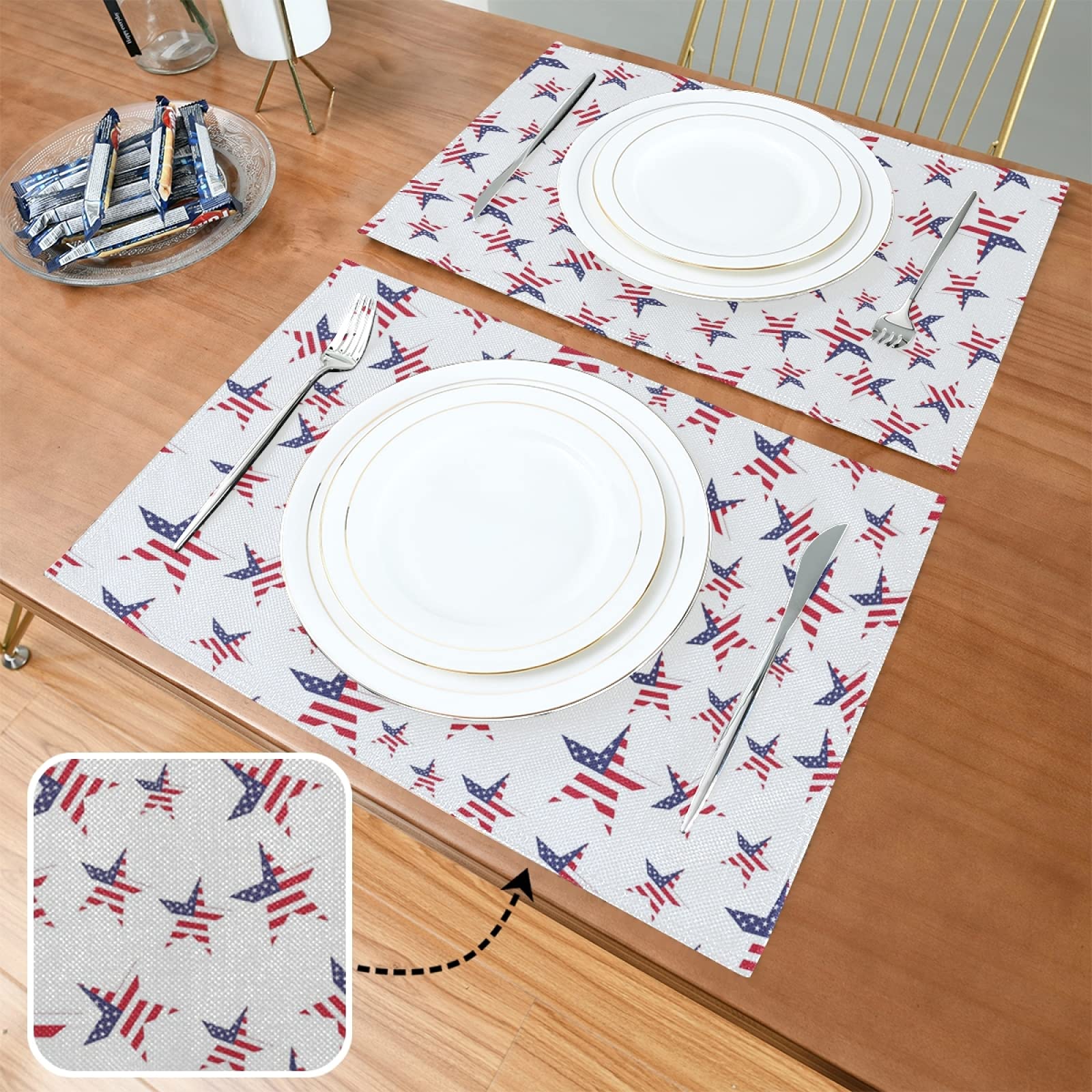 4th of July Patriotic Placemats Set of 6 - 12