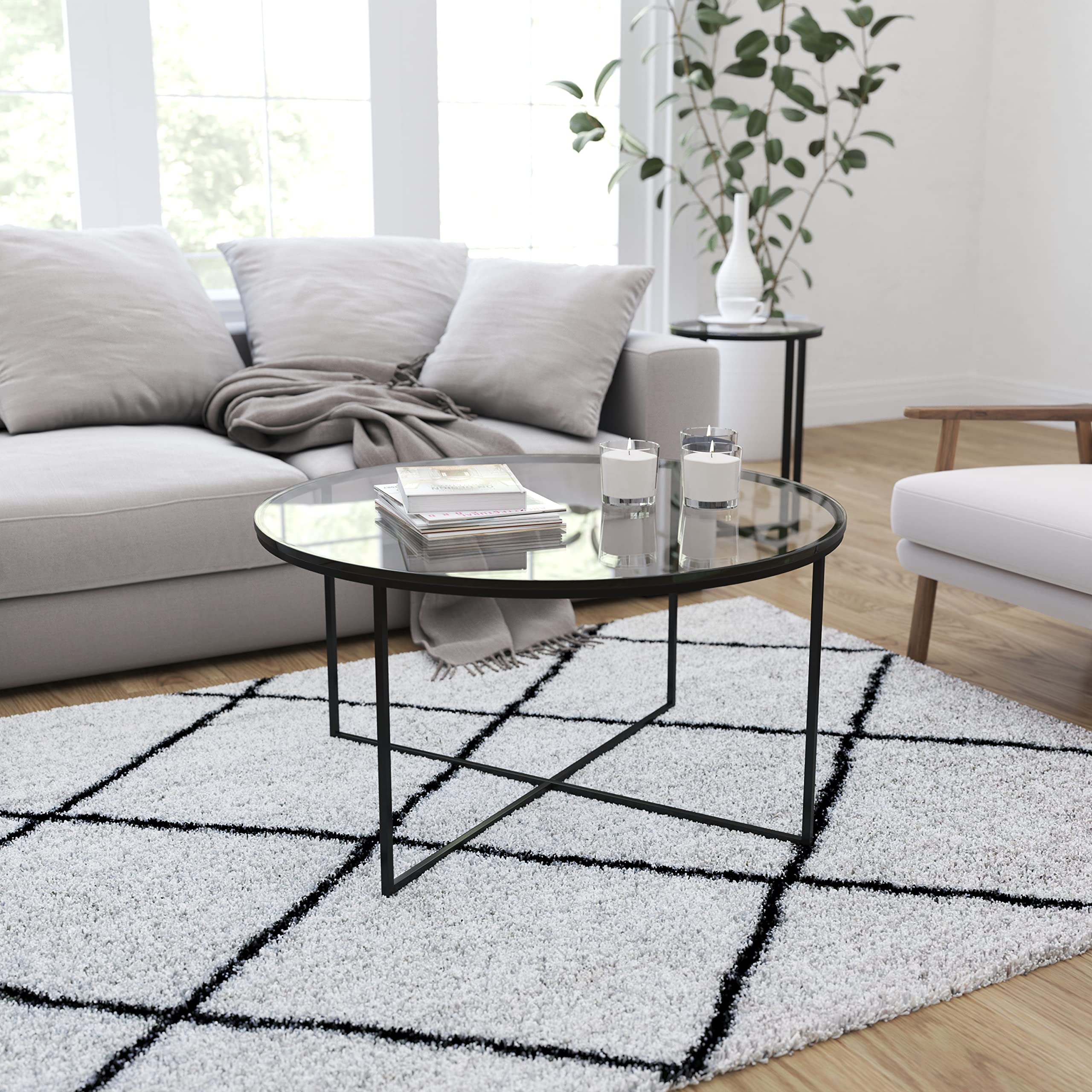 Merrick Lane Fairdale Glass Coffee Table - 36
