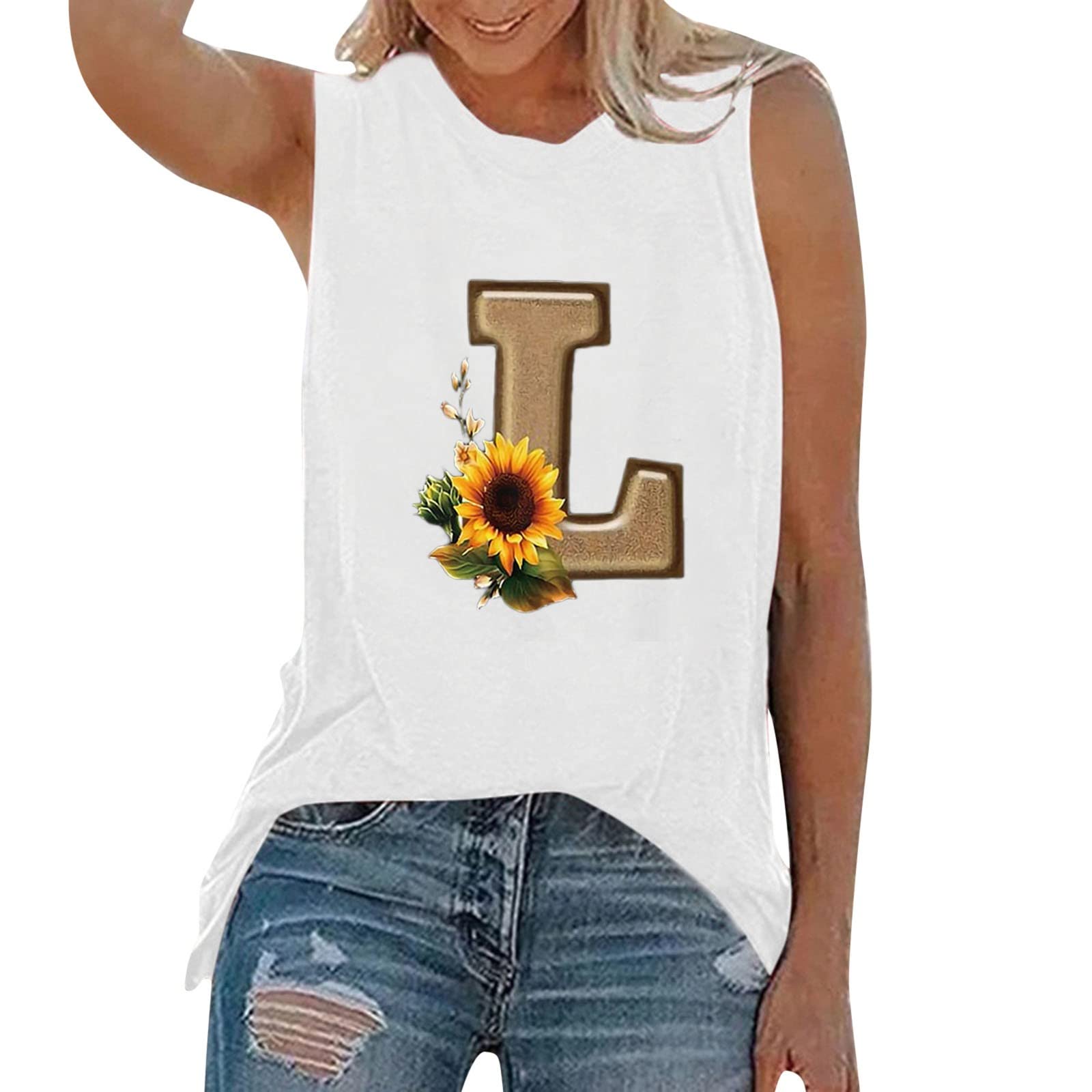 Women's Floral Print Sleeveless Athletic Blouse - Summer Casual Crew Neck Comfortable Top Tee | Perfect for Yoga, Gym Workouts & Everyday Wear