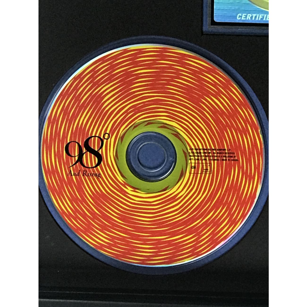 98 Degrees and Rising RIAA 4x Multi Platinum Album Award - Certified Music Collectible for Fans & Display (Perfect for Home Decor, Music Memorabilia Collections & Gift Giving)