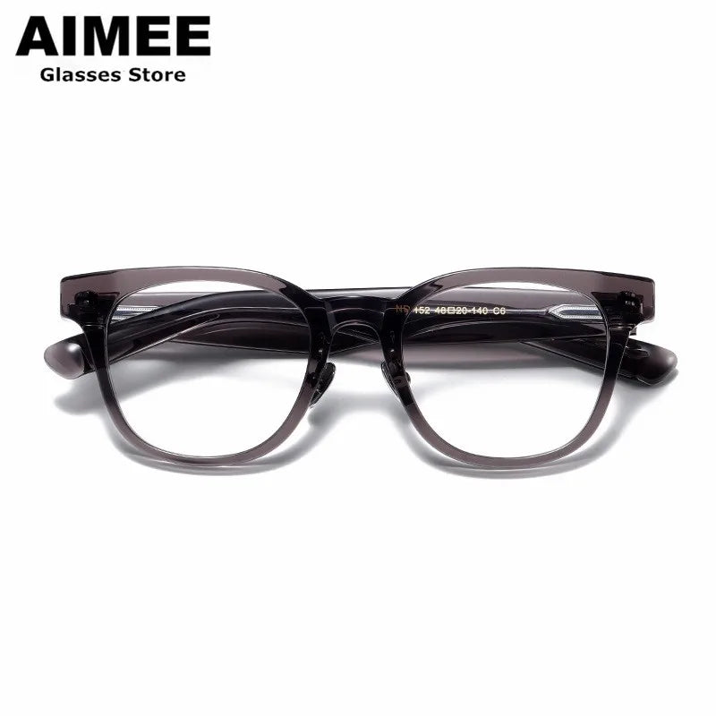 Stylish Aimee Unisex Full Rim Square Titanium Acetate Eyeglasses Frame 14152 - Lightweight & Durable for Work, Reading & Everyday Wear