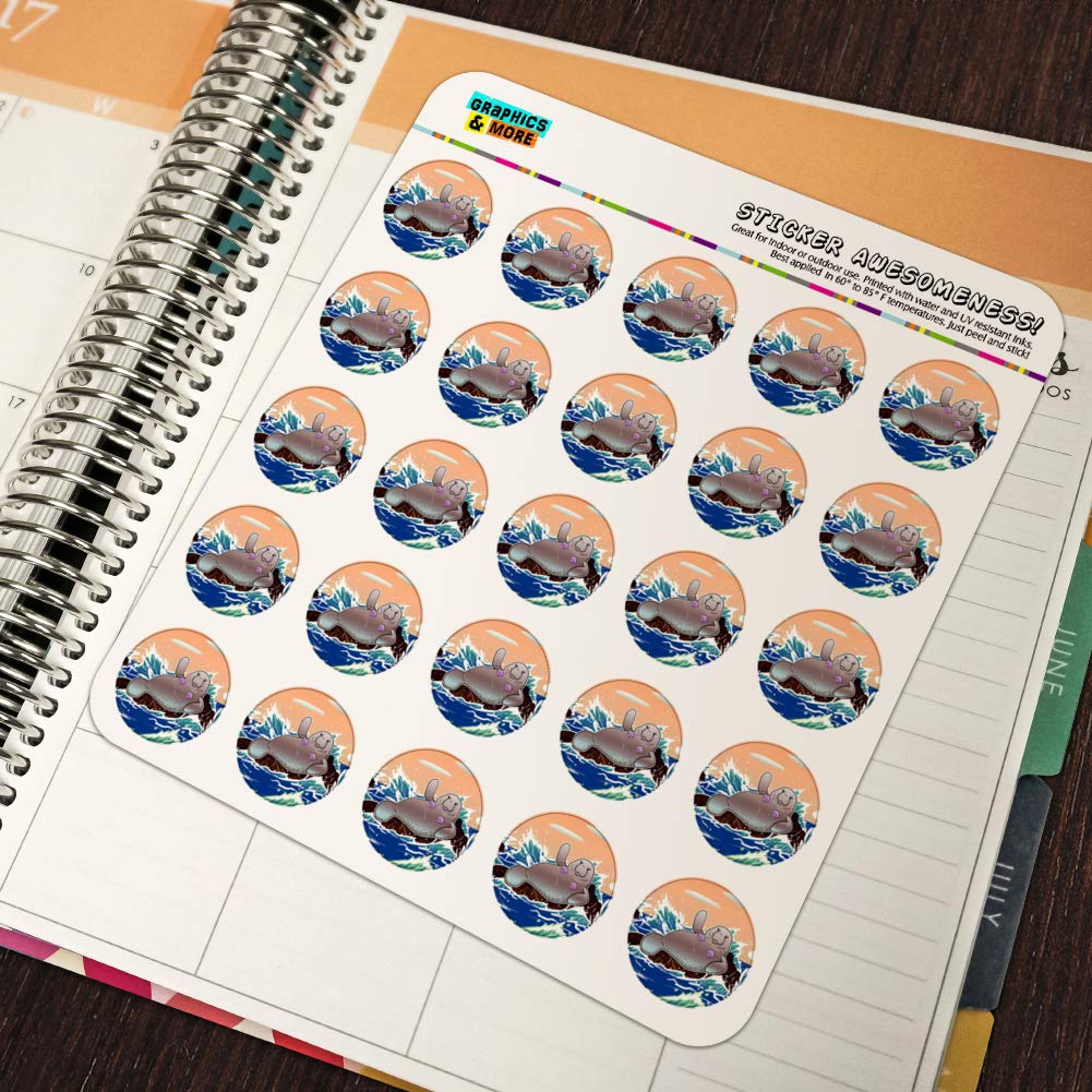 Funny Waving Manatee Mermaid Stickers for Planner, Calendar & Scrapbooking - Ocean Theme Crafting Decals for DIY Projects, Journals & Bullet Notebooks