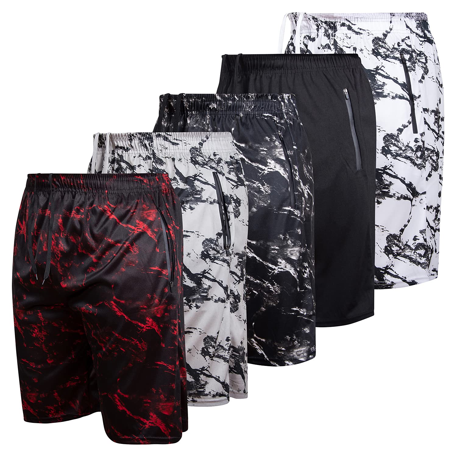Ultra Performance Men's 5-Pack Athletic Running Shorts with Zippered Pockets - Breathable Gym Workout & Basketball Shorts for Men | Perfect for Running, Training & Casual Wear