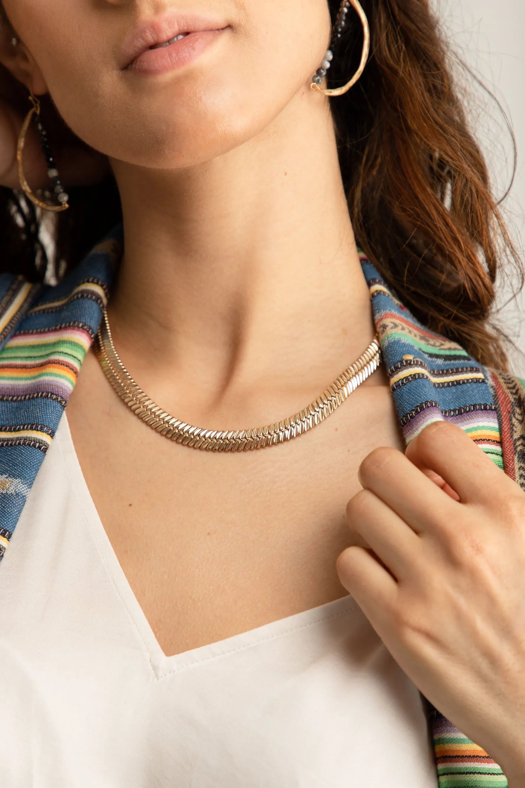 14K Gold Herringbone Chain Necklace for Women - Elegant Layering Piece for Everyday Wear & Special Occasions