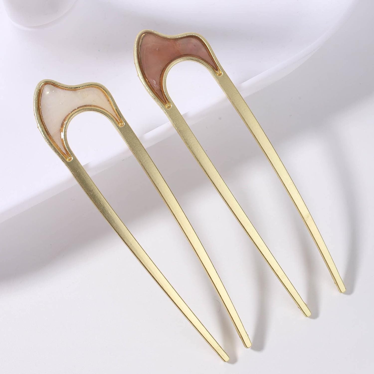 2 PCS Gold U-Shaped Hair Pins - French Twist Hair Sticks for Women, Bun & Chignon Hair Accessories (Perfect for Weddings, Prom & Everyday Elegant Hairstyles)