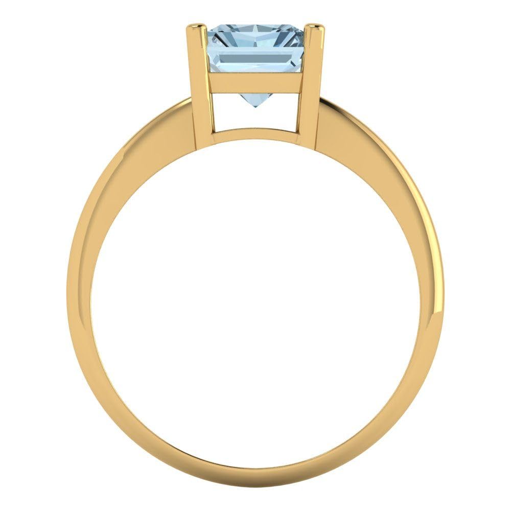 2.5ct Radiant Cut Natural Swiss Blue Topaz Solitaire Ring - 18k Yellow Gold VVS1 Clarity for Engagement, Wedding, Anniversary - Elegant Bridal Jewelry Gift for Her - Perfect for Proposals, Special Occasions & Everyday Wear