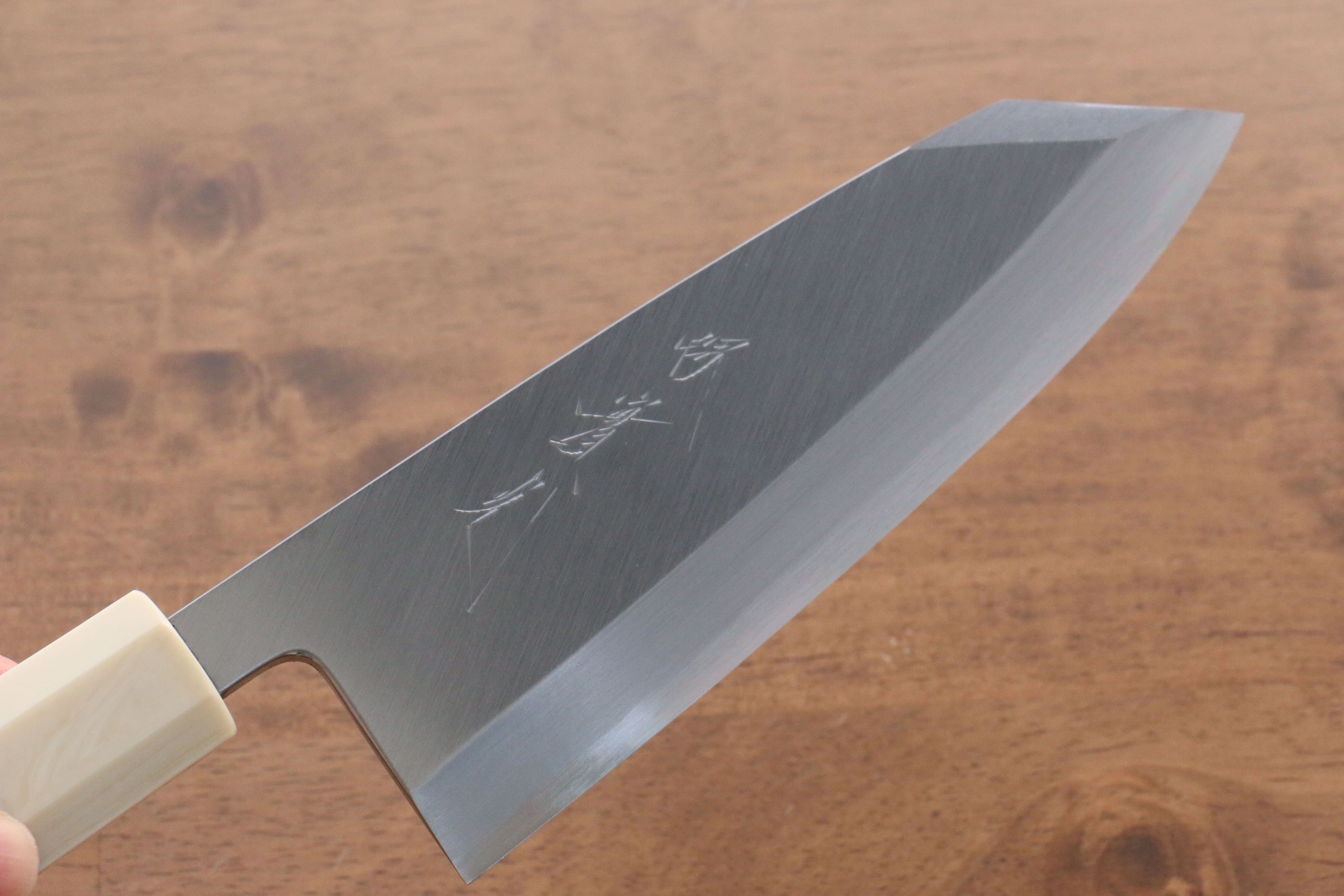 Premium Jikko Shiko Blue Steel Kiritsuke Deba Knife 150mm - Ebony Wood Handle with Double Ring - Perfect for Sushi, Fish Filleting & Japanese Cuisine