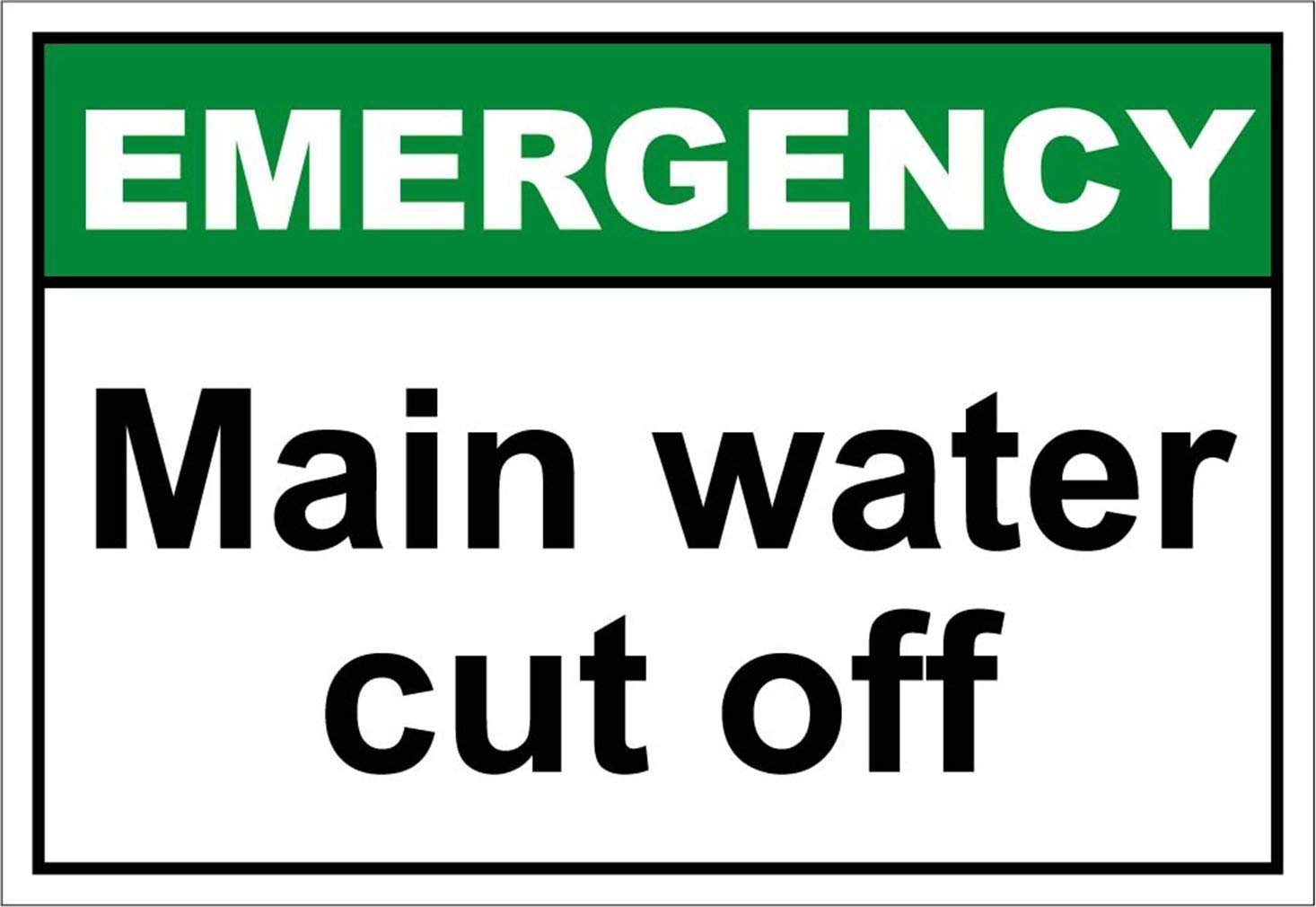 Emergency Main Water Shut Off Warning Sign - 8x12 Inches Aluminum Metal Road Sign for Business & Safety - Perfect for Construction Sites, Utility Areas & Emergency Preparedness