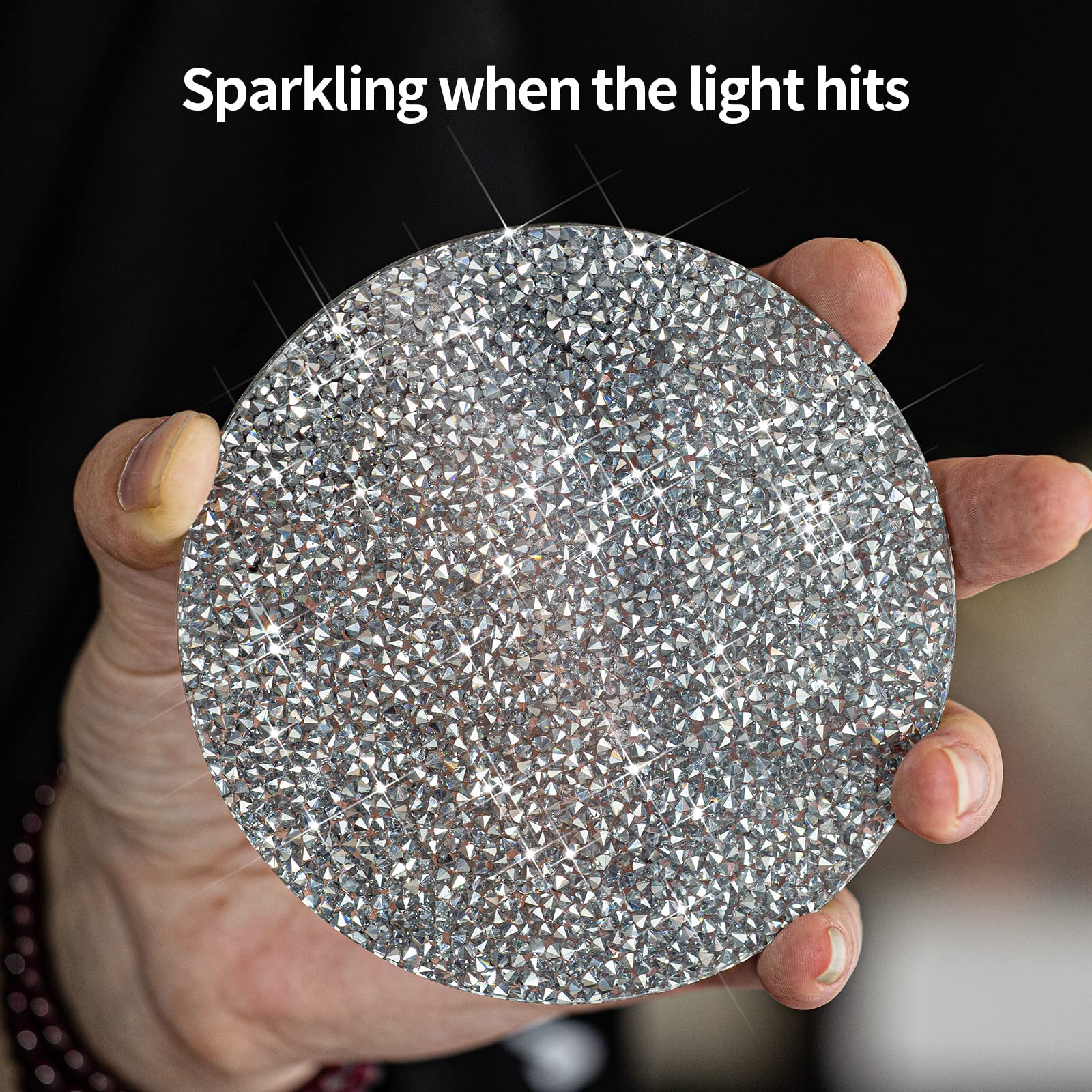 Sparkling Rhinestone Crystal Coasters Set - Elegant Grey Coffee Table Mats for Home Decor & Protection - Perfect for Parties, Weddings, and Living Room Decorations
