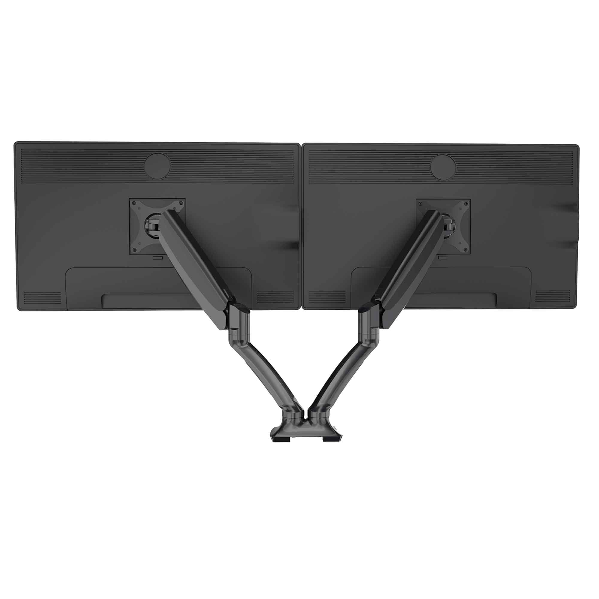 Double Monitor Mount Stand - Adjustable & Rotating Arm for 10-27 Inch Screens with 9kg Load Capacity (Black, DH25) - Perfect for Home Office, Gaming Setup & Workspace Ergonomics