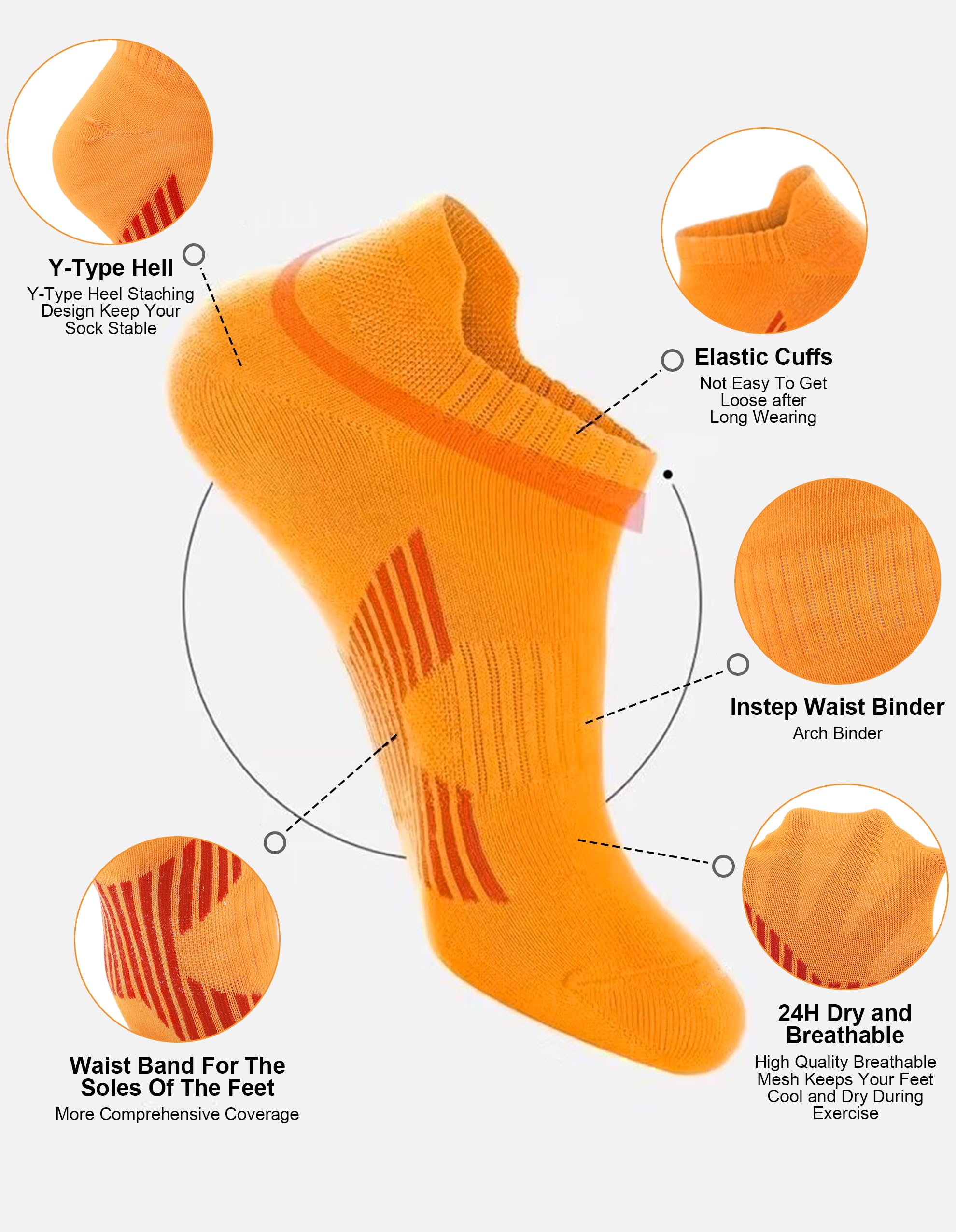 Yawlsow 20 Pairs Men's Running Ankle Socks - Moisture Wicking Athletic Low Cut Socks for Men, Breathable Cotton Short Bulk Socks - Perfect for Running, Workout, Sports & Daily Wear