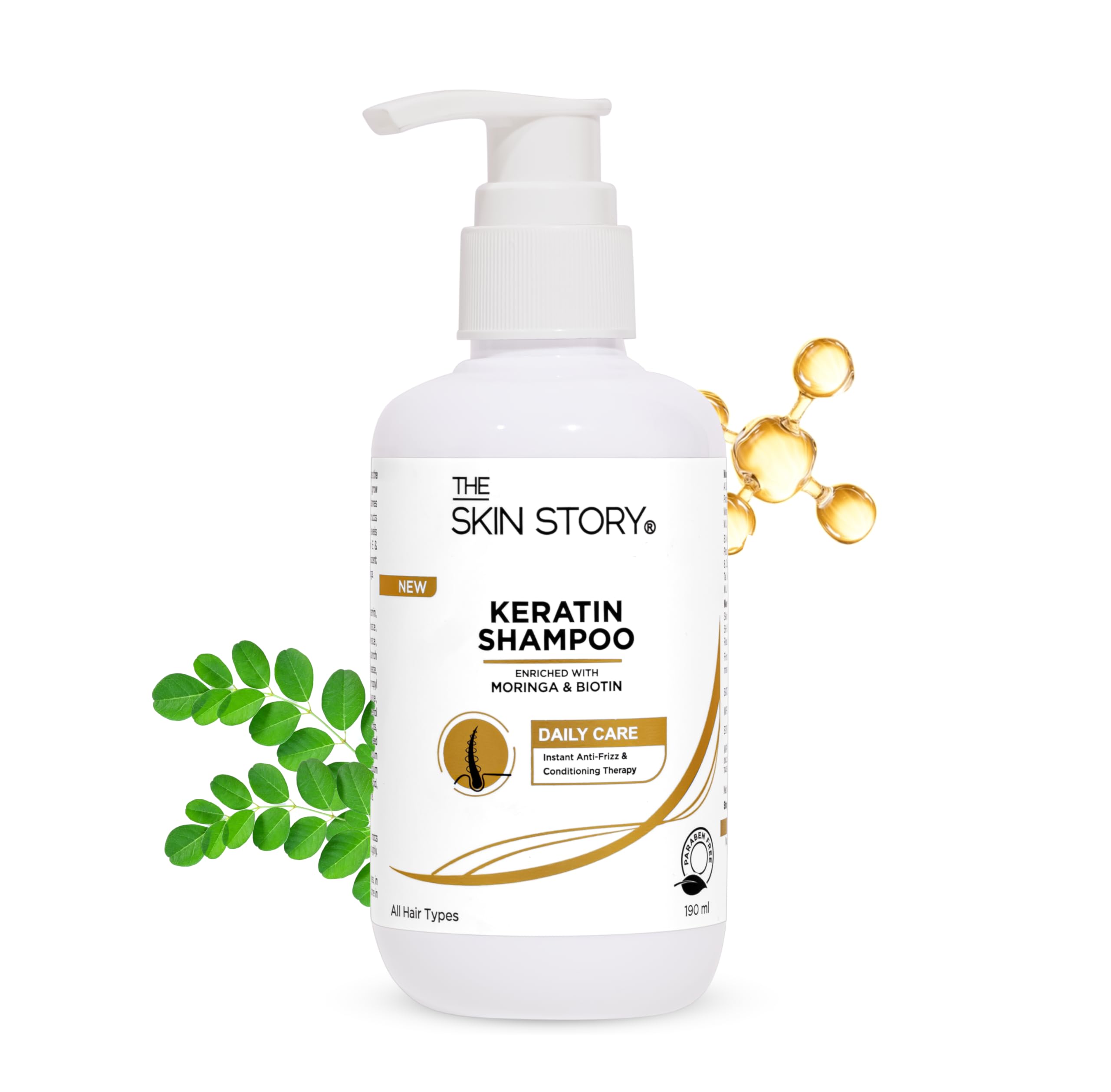 Keratin Shampoo for Normal to Dry Hair - Deep Cleansing & Frizz Control with Argan Oil, Macadamia Oil & Biotin - Paraben-Free Nourishing Shampoo for Women & Men (190ml) - Perfect for Daily Hair Care & Smoothing Treatments