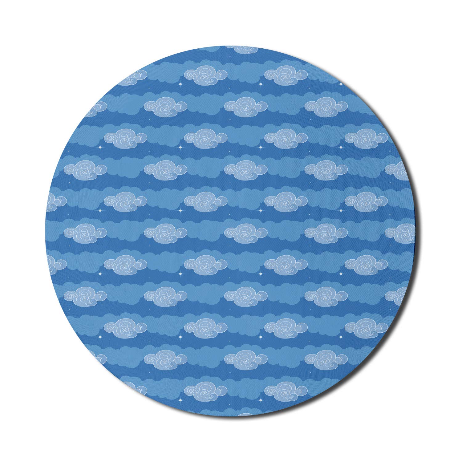 Ambesonne Abstract Cloud Design Non-Slip Gaming Mouse Pad - 8 Inch Round Rubber Base Computer Mousepad in Azure & Cobalt Blue - Perfect for Office, Gaming & Graphic Design Workstations