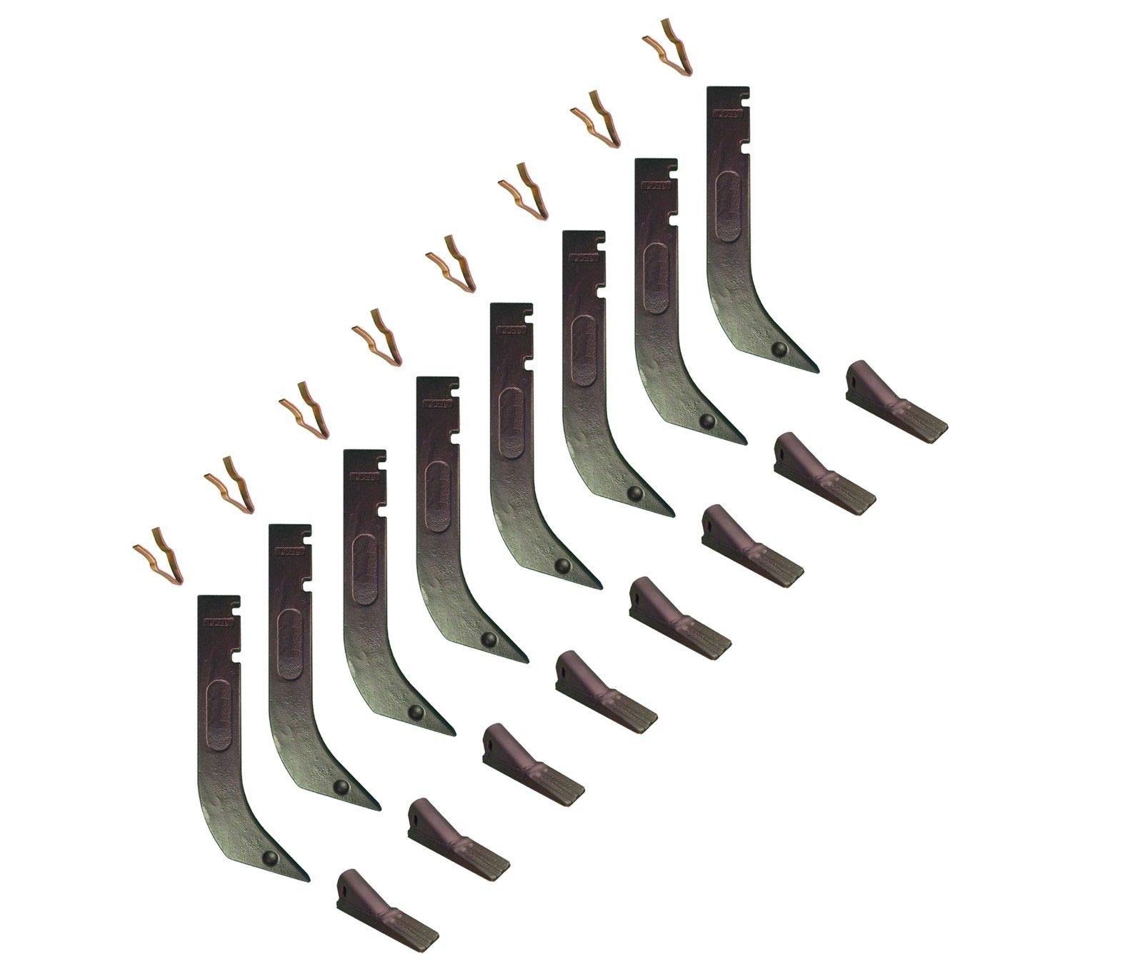 Digger Supply 8 - Gannon Scraper Box Shanks with Scarifier Teeth & Clips - H920, 8075, K1306 - Heavy Duty Tractor Attachment for Landscaping & Soil Preparation
