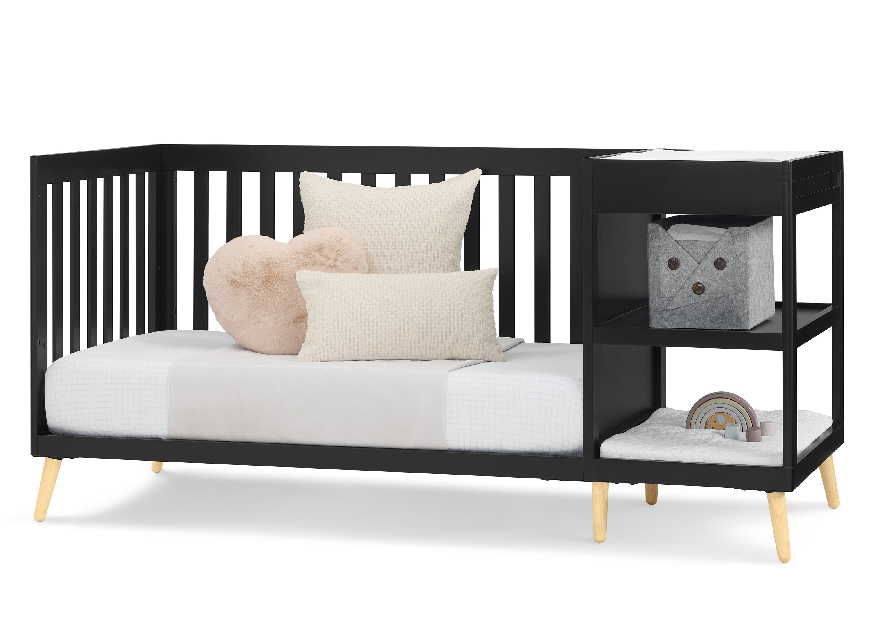 Essex 4-in-1 Convertible Baby Crib with Changer - White Nursery Furniture for Newborn to Toddler | Perfect for Bedroom, Daycare & Nursery Decor