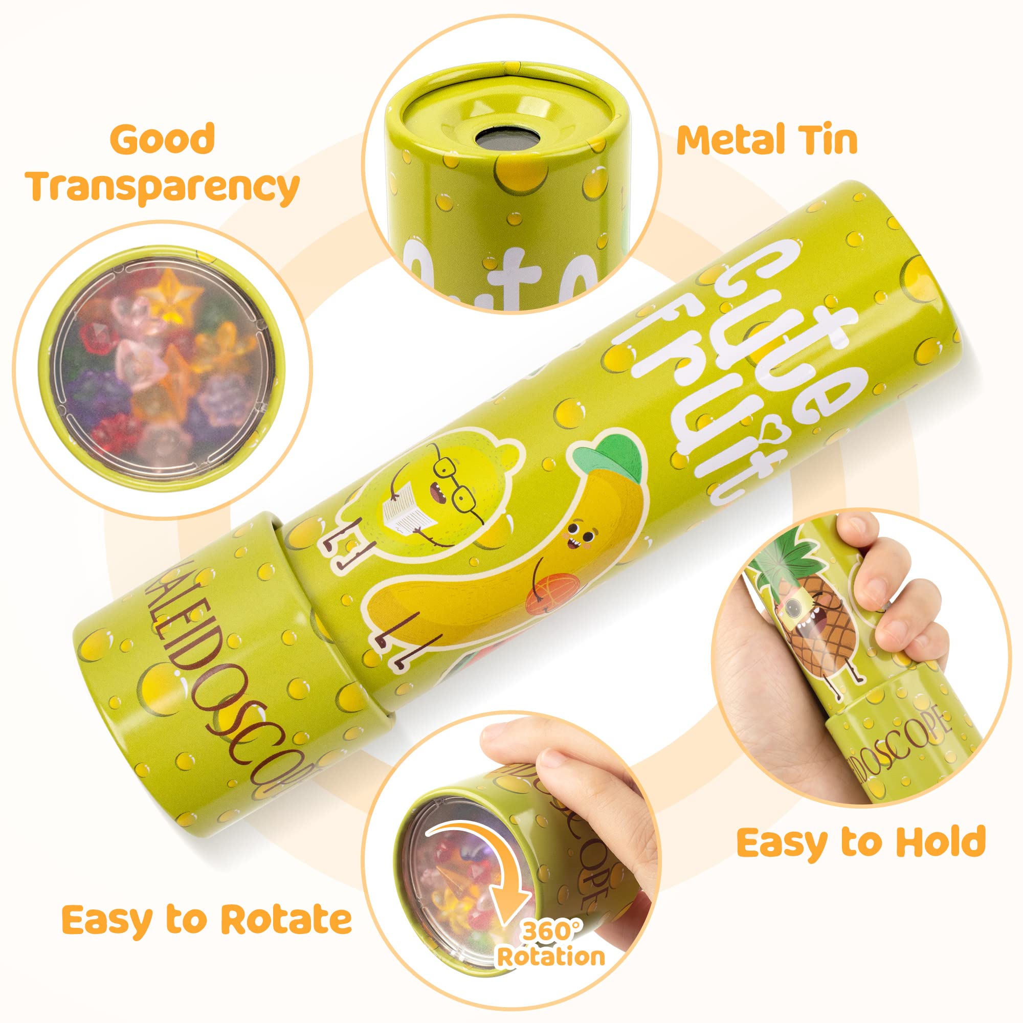 D-FantiX Classic Tin Kaleidoscope 2-Pack - Retro Educational Toys for Kids Birthday & Christmas Gifts