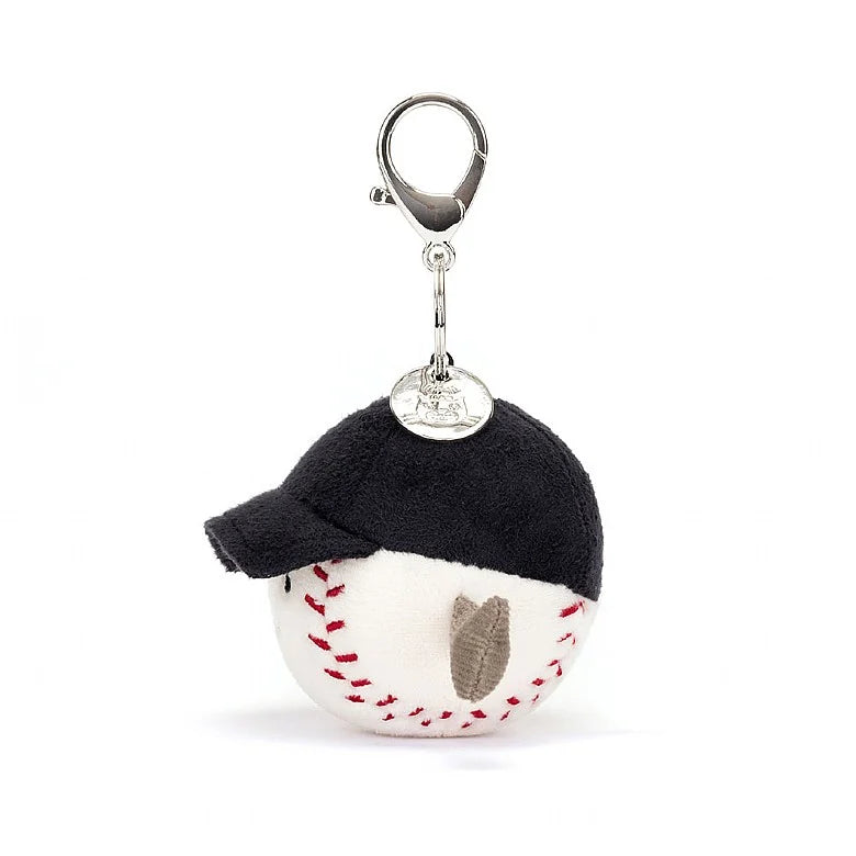 Jellycat Amuseables Sports Baseball Bag Charm - Cute & Soft Plush Keychain for Backpacks, Purses & Gifts | Baseball Fan Accessories for Kids & Adults
