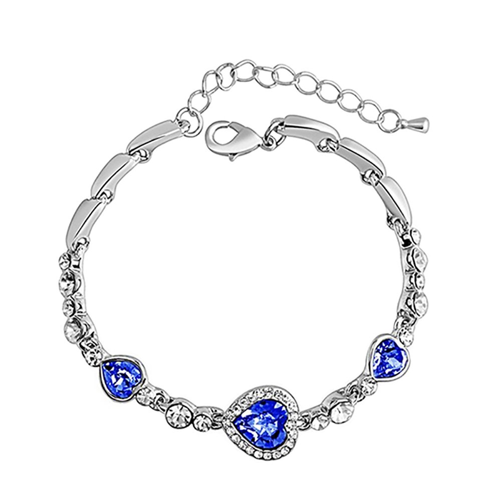 Elegant Blue Heart Rhinestone Anklet for Women - Dainty Adjustable Ankle Bracelet - Perfect for Beach, Summer Outfits & Date Nights