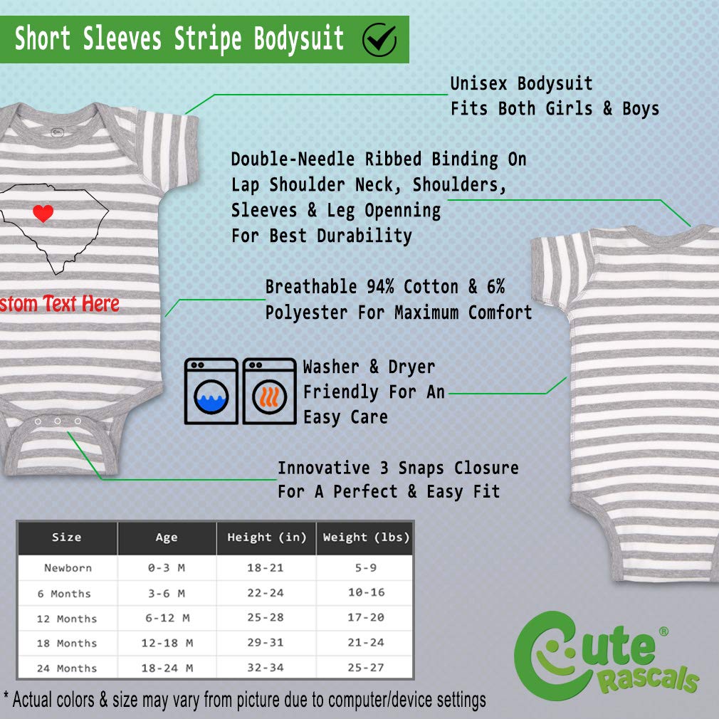 Custom Baby Bodysuit for Boys & Girls - South Carolina Heart Love Design, 100% Cotton Soft Infant Clothes for Newborns & Toddlers - Perfect for Family Photos, Holidays & Everyday Wear