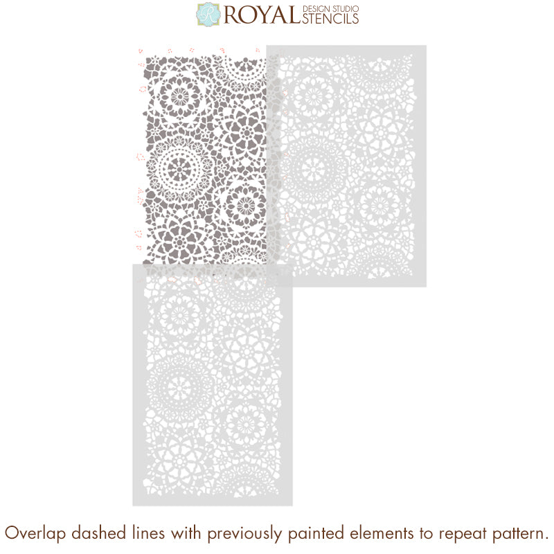 Parlor Lace Wall Stencil - Elegant Victorian Floral Pattern for DIY Home Decor, Wall Painting, and Interior Design Projects