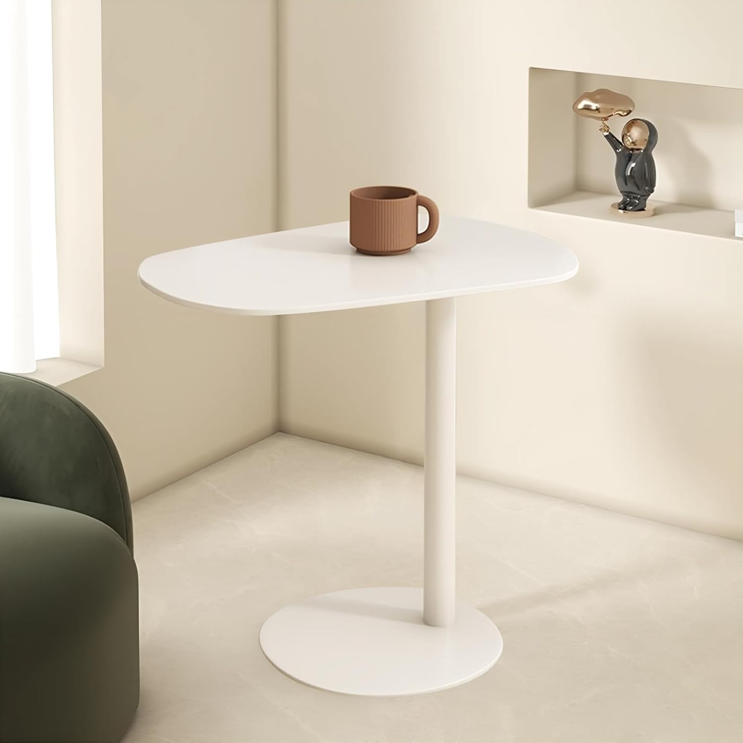 Modern Metal C-Shaped End Table - Slim Sofa Side Table with Snack Tray for Couch, Living Room, Dining Room, Cafe & Balcony | Perfect for TV Snacking, Reading & Small Space Decor