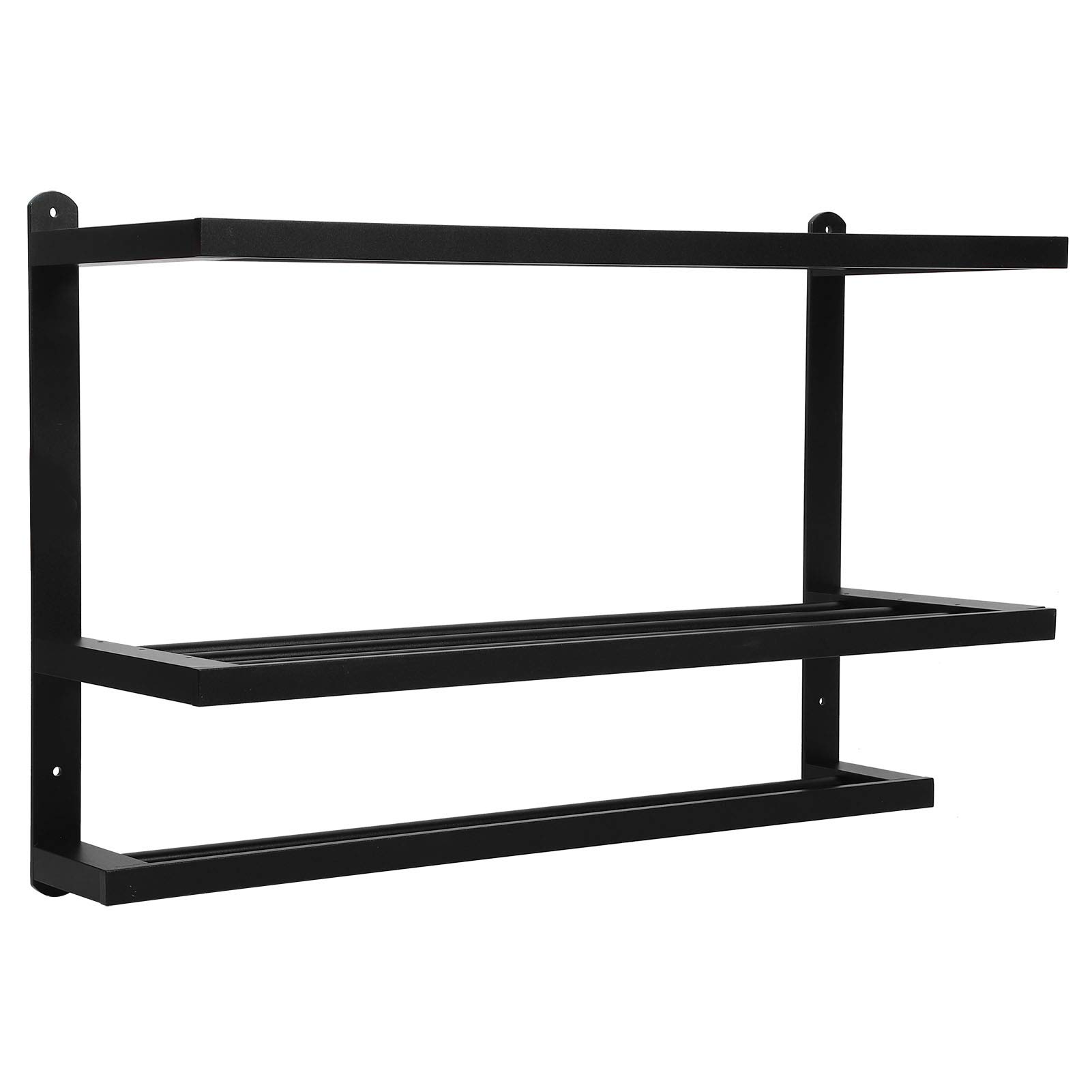 3-Tier Black Space Aluminum Wall-Mounted Towel Rack - Bathroom Organizer with Hanger for Towels, Robes & Accessories - Perfect for Modern Bathrooms, Spas & Laundry Rooms