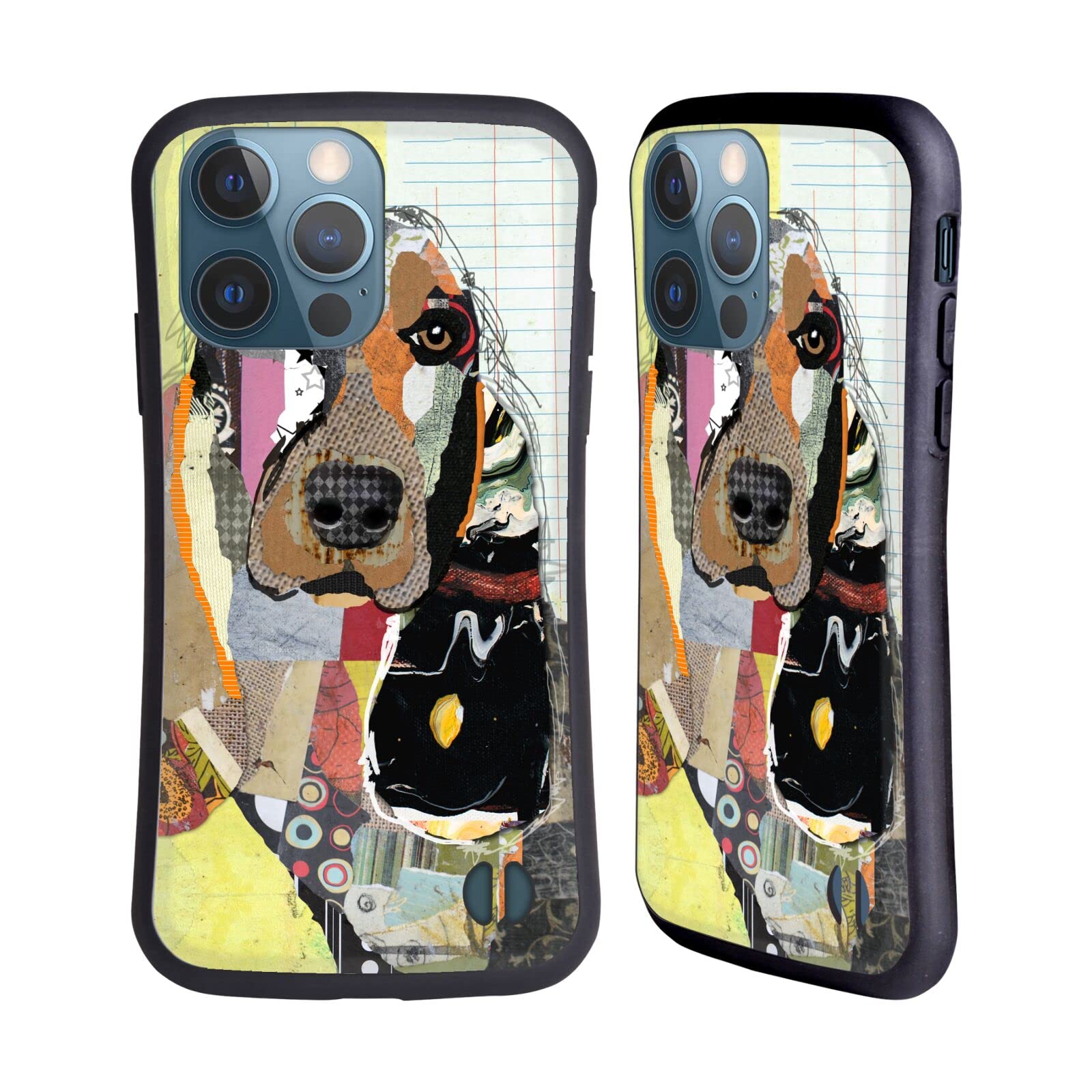 Officially Licensed Michel Keck Basset Hound Dogs iPhone 13 Pro Case - Cute Hybrid Protective Cover for Apple iPhone 13 Pro - Perfect for Dog Lovers & Pet Owners (Home, Office, Travel Use)