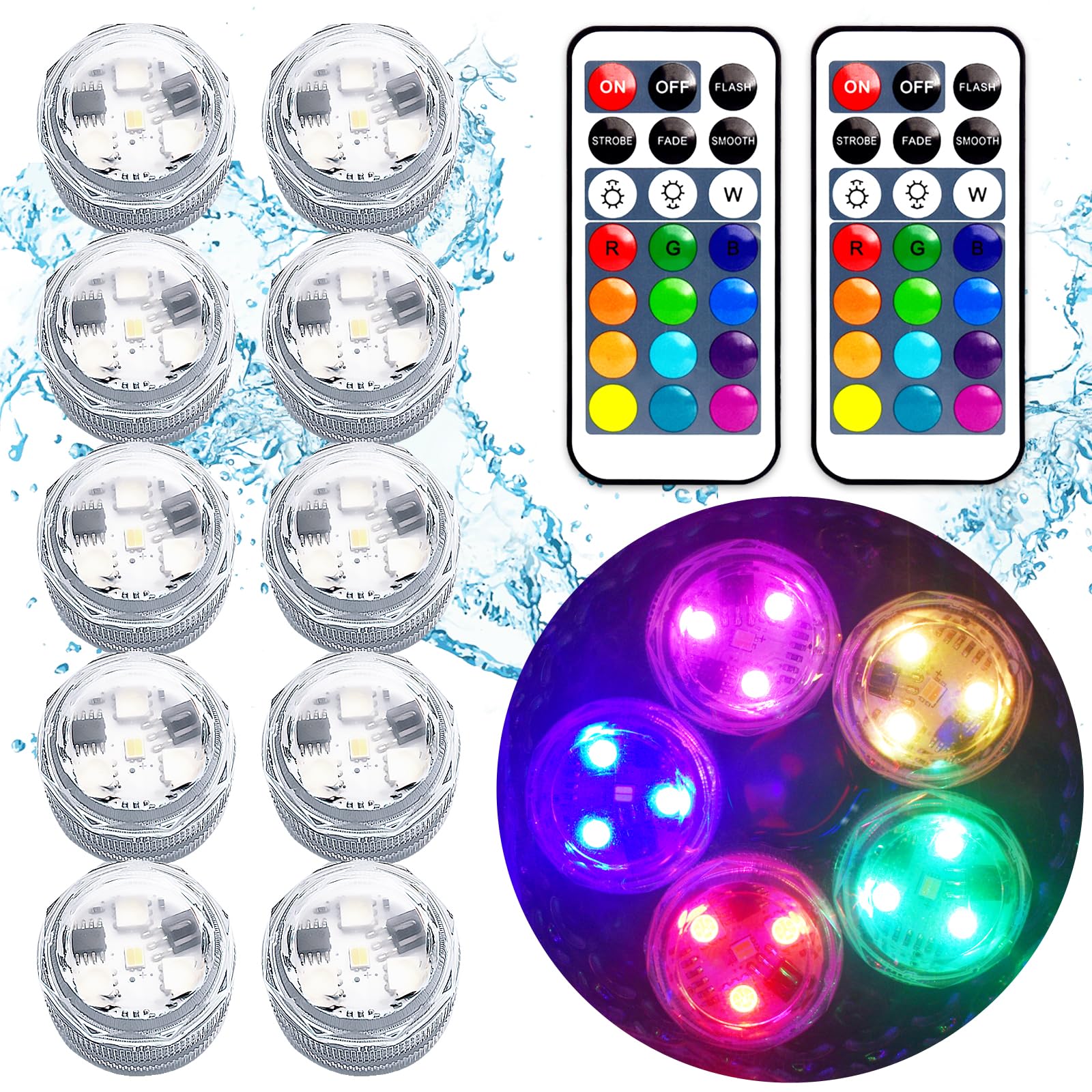 Mini Submersible LED Lights - Waterproof RGB Color Changing Tea Lights with Remote Control for Vases, Fountains, Weddings & Home Decor | Perfect for Parties, Halloween & Table Centerpieces