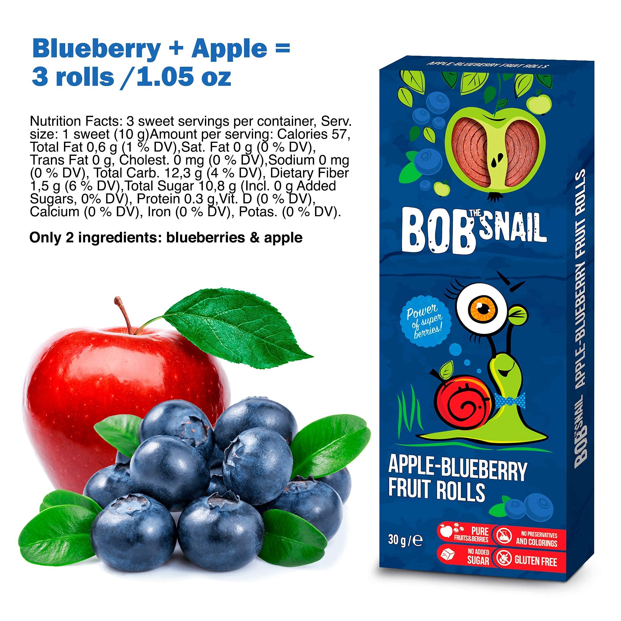 Healthy Fruit Snacks by BOB SNAIL - All-Natural, Vegan & Gluten-Free Snacks for Adults & Kids - Perfect for Lunchboxes, Road Trips & After-School Treats