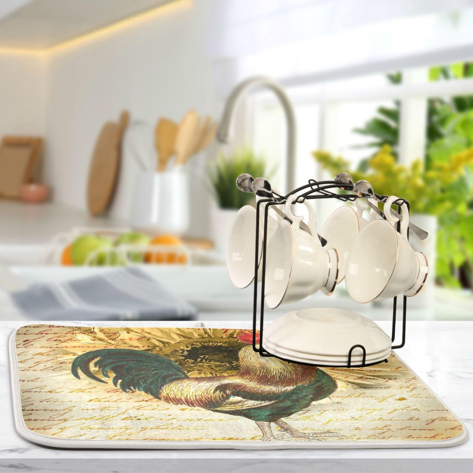 Sunflower Rooster Dish Drying Mat - 16