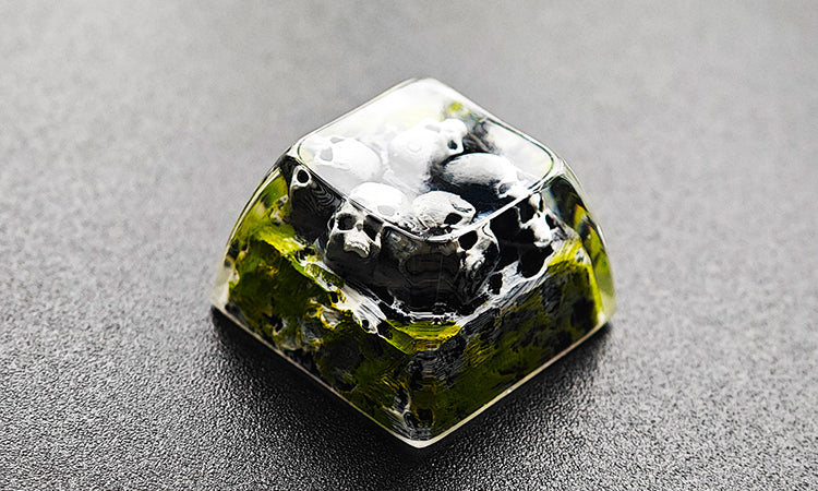 Custom Handmade Translucent Resin Keycaps for Mechanical Keyboards - Skull & Soul Design, Creative Drip Art - Perfect for Gaming, Typing & Custom Keyboard Builds