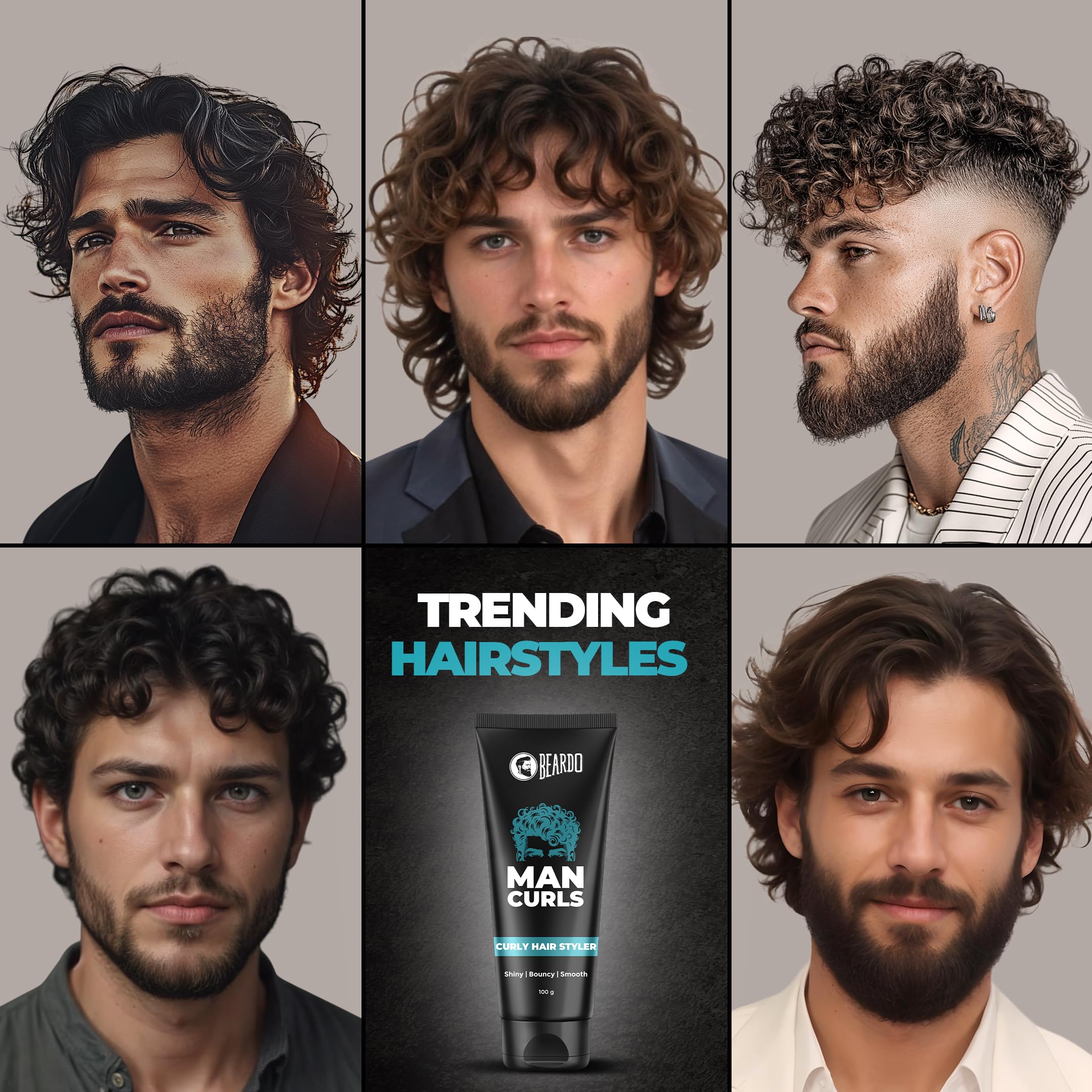 Beardo Man Curls 100g | Natural Flaxseed Gel for Defined Curly Hair | Bouncy & Shiny Styling Cream for Men & Women | Leave-in Conditioner for Daily Hair Care | Perfect for Workouts, Dates & Professional Styling