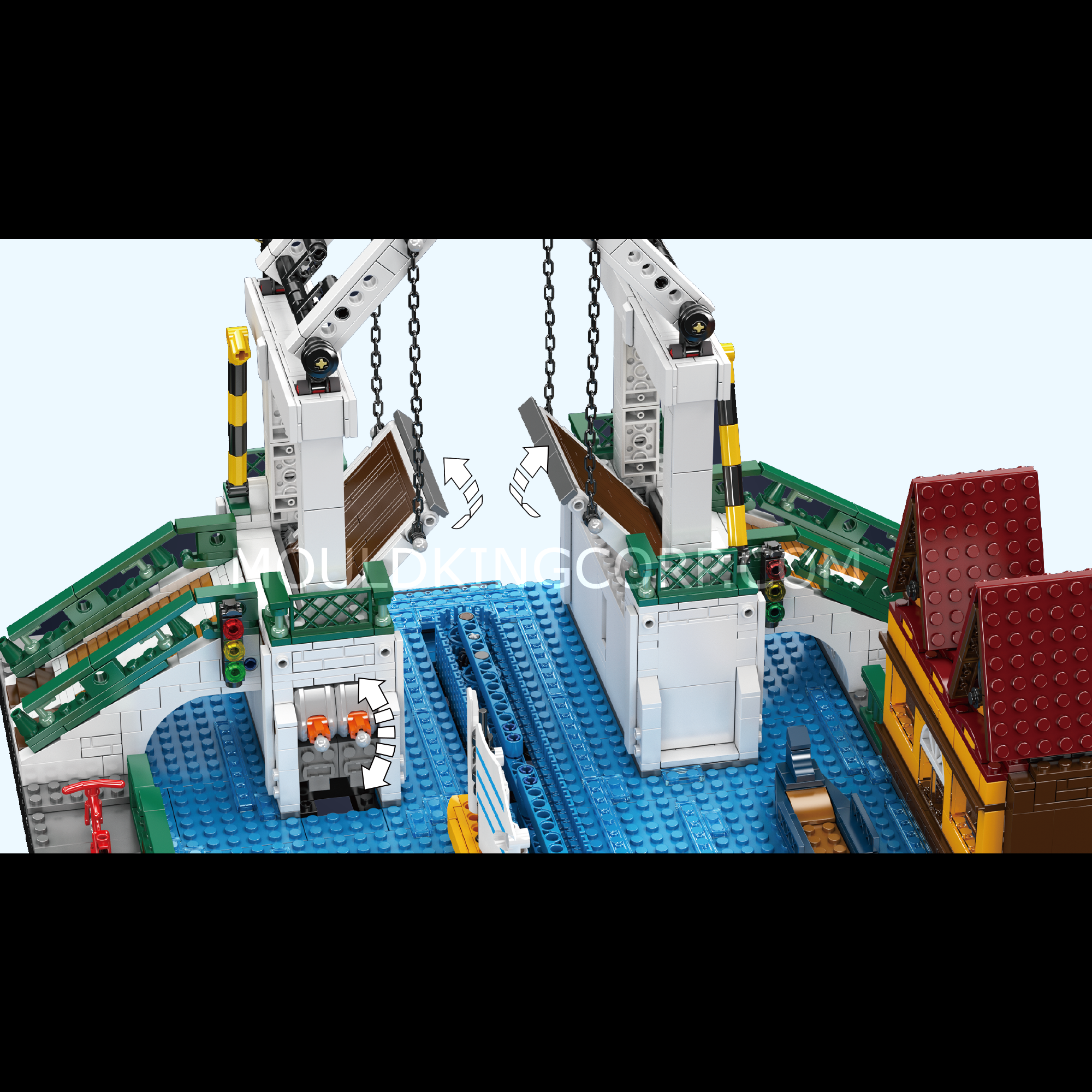 Mould King 16068 Northern Europe Town Folding Bridge Building Set - 2066 Piece Model Kit for Adults & Teens | Creative Architecture Toy for Home Decor, Gift & Collectible Display