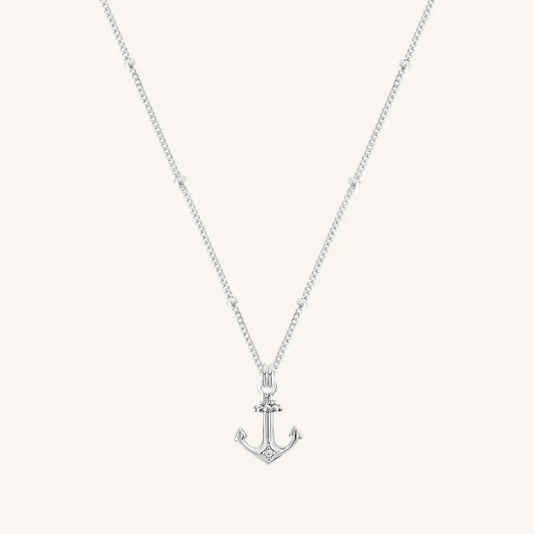 Elegant White Stone Necklace for Women - Dainty Anchor Pendant Jewelry - Perfect for Beach Outings, Casual Wear & Gifts
