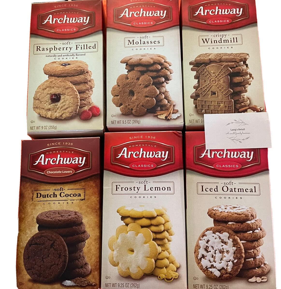 Archway Cookies 6 Variety Pack - Raspberry, Molasses, Iced Oatmeal, Windmill, Frosty Lemon & Dutch Cocoa (3.4lbs) | Perfect for Office Snacks, School Lunches & Family Gatherings